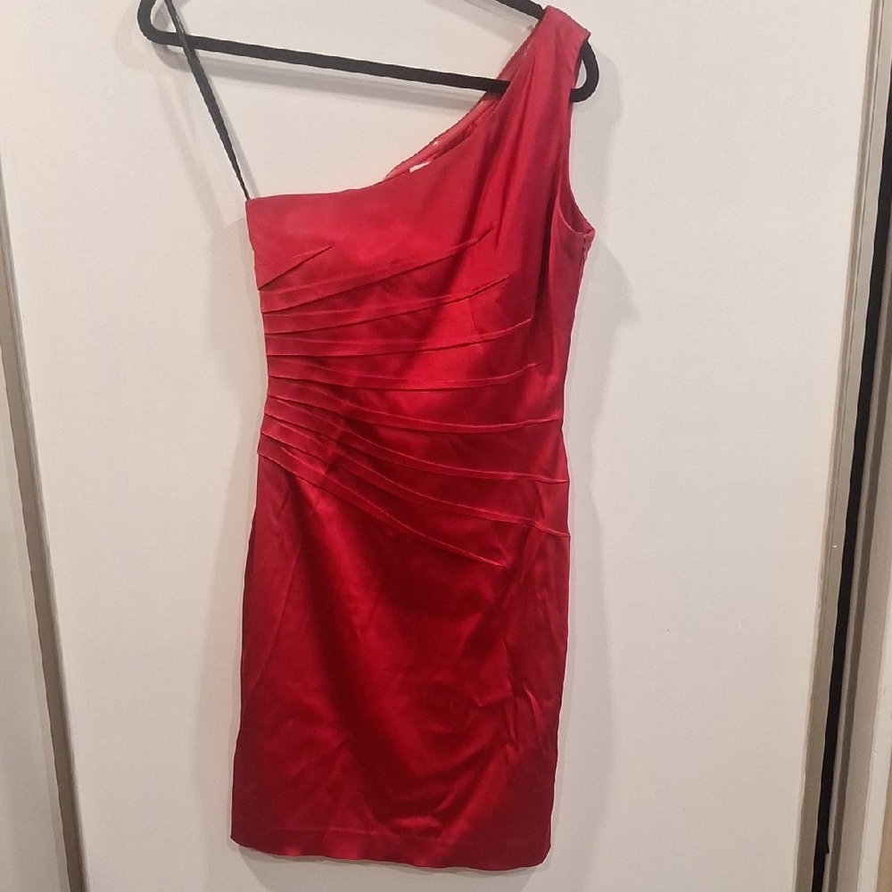 Calvin Klein Red One-Shoulder Dress